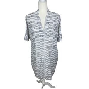 Nic + Zoe Linen Printed Tunic Dress Neutral Women's Size Medium Casual Beach